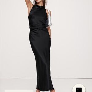 SILK COWL-NECK BACKLESS MAXI DRESS